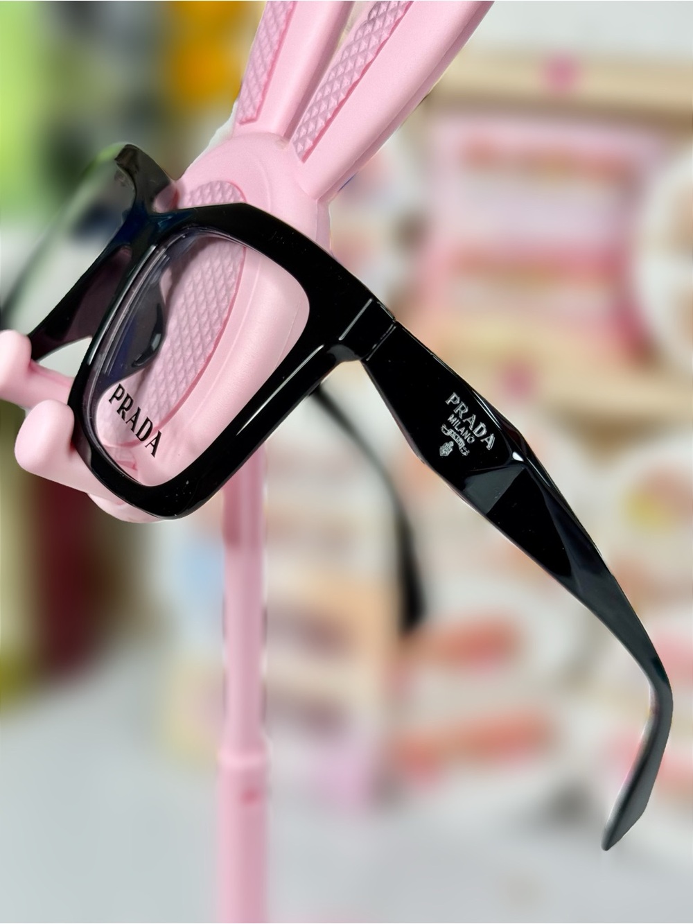 Fashion Clean Black High-Shine Square Frame Glasses